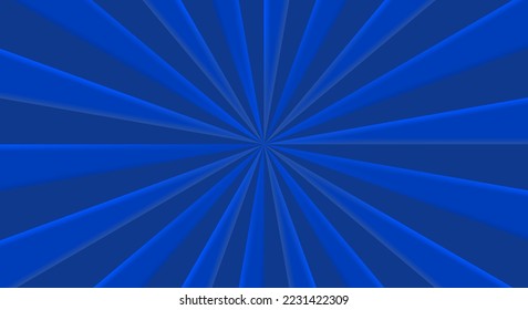 Retro background with rays or stripes in the center. Sunburst or sun burst retro background. Star burst abstract backdrop. Blue color. Vector illustration