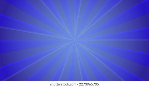 Retro background with rays or stripes in the center. Sunburst or sun burst retro background. Star burst abstract backdrop. Blue color. Vector illustration