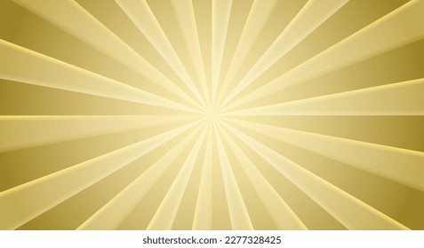 Retro background with rays or stripes in the center. Sunburst or sun burst retro background. Star burst abstract backdrop. Yellow, gold color. Vector illustration