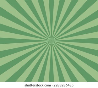 Fondo retro con rayas o rayas en el centro. La explosión de sol o el fondo retro reventan. Estrella reventó fondo abstracto. Color verde. Ilustración del vector
