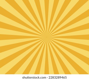 Retro background with rays or stripes in the center. Sunburst or sun burst retro background. Star burst abstract backdrop. yellow color. Vector illustration