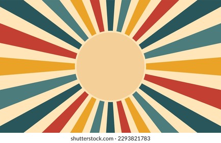 Retro background with rays or stripes in the center. Sun burst grunge blue background. Vector illustration