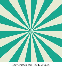 Retro background with rays or stripes in the center. Sunburst or sun burst retro background. turquoise colors. Vector illustration