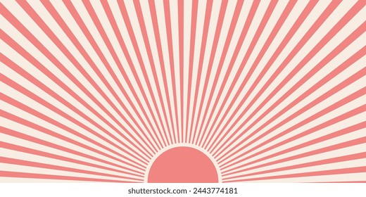 Retro background with rays or stripes in the center. Sunburst or solar burst retro background. Starburst abstract background. Vector illustration