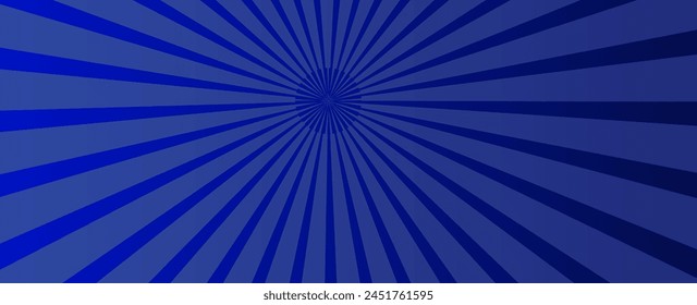 Retro background with rays or stripes in the center. Sunburst or sun burst retro background. Blue colors. banner, cover, poster, flyer, card, brochure, web. Vector illustration
