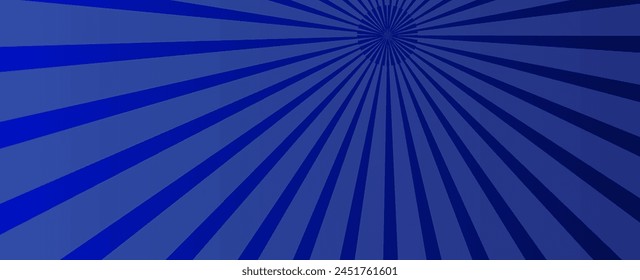 Retro background with rays or stripes in the center. Sunburst or sun burst retro background. Blue colors. banner, cover, poster, flyer, card, brochure, web. Vector illustration