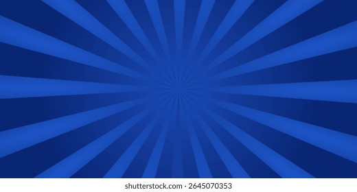 Retro background with rays or stripes in the center. Sunburst or sun burst retro background. Blue colors. Vector illustration