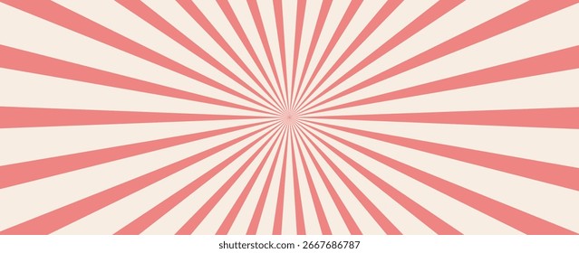Retro background with rays or stripes in the center. Sunburst or solar burst retro background. Starburst abstract background. Vector illustration