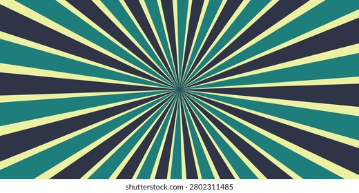 Retro background with rays or stripes in the center. Sunburst or sun burst retro background. Star burst abstract backdrop. Blue color. Vector illustration