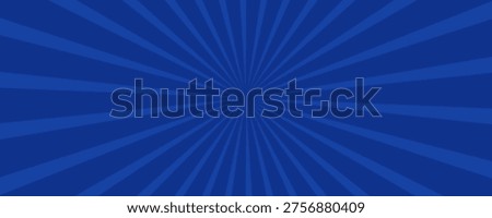 Retro background with rays or stripes in the center. Sunburst or sun burst retro background. Blue colors. Vector illustration