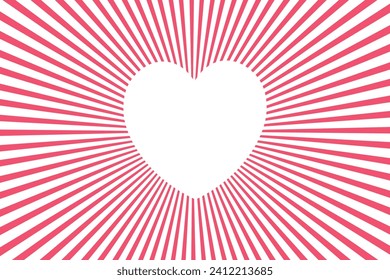 Fondo retro con rayas o rayas y un corazón en el centro. Fondo retro de ráfagas de sol o solar. Fondo abstracto de Starburst. Ilustración del vector