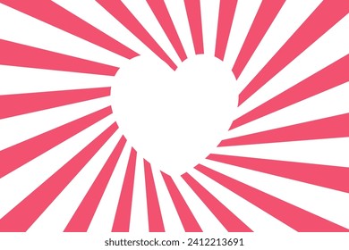 Retro background with rays or stripes and a heart in the center. Sunburst or solar burst retro background. Starburst abstract background. Vector illustration