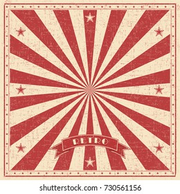 Retro background. Red beams on beige paper with cracks and abrasions. Vector illustration in vintage style.