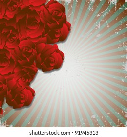 Retro background with red roses