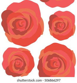 Fondo retro con rosas rojas sobre fondo blanco. Imagen chic de Shabby. Los vectores rozan un patrón sin fisuras.