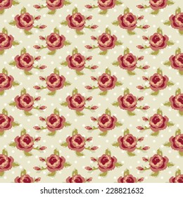 Retro background with roses in shabby chic style