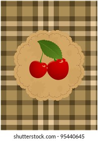 Retro background in scottish style with sign and cherries