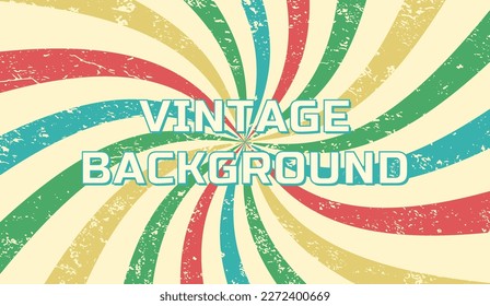 Retro background with starburst or sunburst. Vector swirled radial striped pattern in a vintage color palette.
