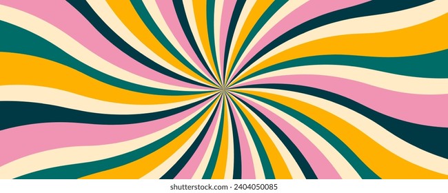 Retro background with straight rays or stripes in the center. Sunburst or solar burst retro background. Vector illustration