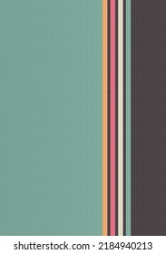 Retro background with stripes and halftone dots texture in 1970s style. Vintage template for cover or banner. Vector illustration in retro colors.