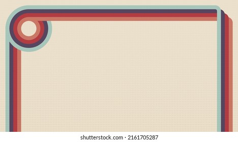 Retro background with stripes and half-tone square texture in 1970s style for cover or banner in retro colors.
