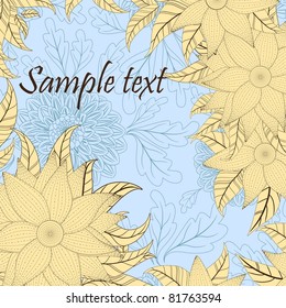 Retro background with stylized garden flowers