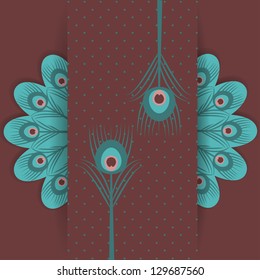Retro background with stylized peacock feathers