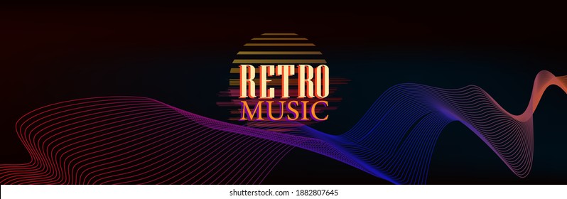 
retro background. Sun and sound wave in retro style. vector illustration.