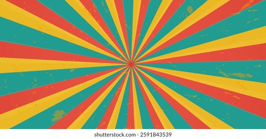 Retro background with a sunburst colorful vector illustration