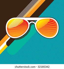 Retro background with sunglasses. Vector illustration.