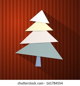 Retro Background with Tree Made from Sheets of Paper