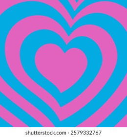 Retro background for Valentine's day. Tunnel hearts. Vector illustration.