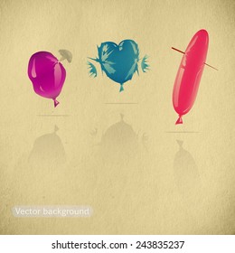  retro background, vector balloons, vintage paper texture