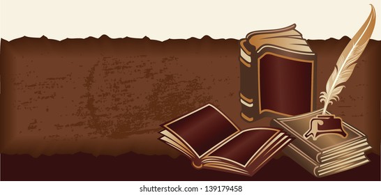 Retro background with vintage books
