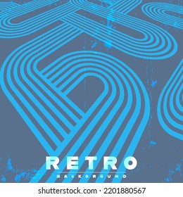 Retro background with vintage perspective stripes and grunge texture. Vector illustration.