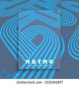 Retro background with vintage perspective stripes and grunge texture. Vector illustration.