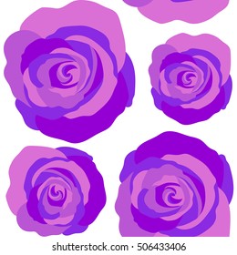 Retro background with violet roses on a white background. Shabby chic illustration. Vector roses seamless pattern.