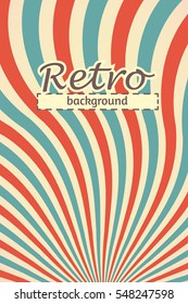 Retro background. Wavy rays retro vintage vector illustration. Red blue pastel waves background for your design or poster.