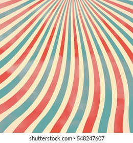 Retro background. Wavy rays retro vintage vector illustration. Red blue pastel waves background for your design.