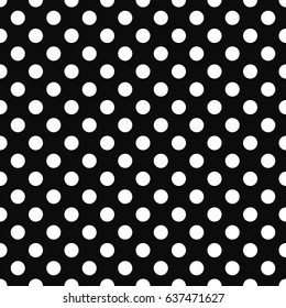 retro background with white dots on a black background. simple abstract seamless background with geometric pattern, vector illustration. 