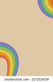 Retro background wiht groovy rainbow in doodle style. Isolated vector template for cover, banner or posters in 1970s style.
