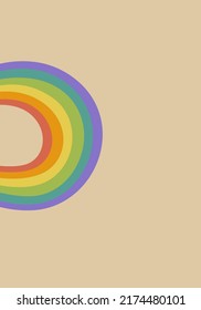 Retro background wiht groovy rainbow in doodle style. Isolated vector template for cover, banner or posters in 1970s style.