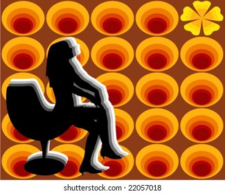 Retro background with woman VECTOR