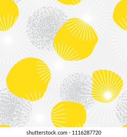 Retro background with yellow doodle circles. Seamless pattern. Vector illustration