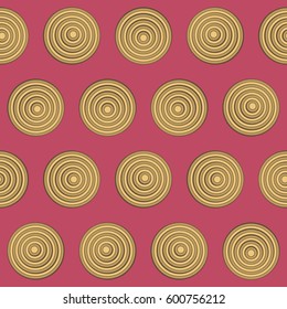 Retro background with yellow and gold circles on magenta