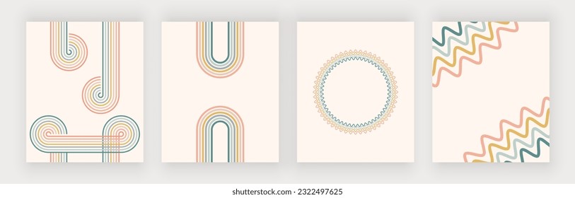 Retro backgrounds with colorful lines. Vector wall art prints 