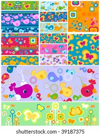 retro backgrounds set