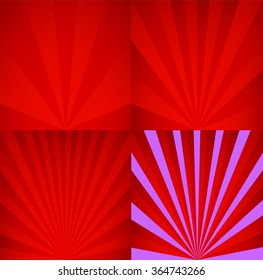 Retro backgrounds set. Vintage rays patterns.