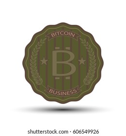 the retro badge with bit coin symbol