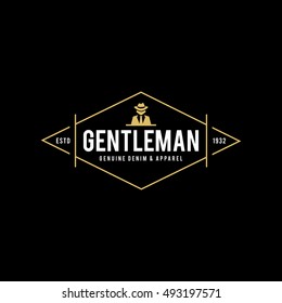 Retro badge Gangsters and Mafia. Man in black suit. Vector illustration